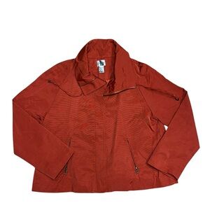 Womens Chicos Swing Coat Jacket Rust Orange Cotton Blend Weather Funnel Neck